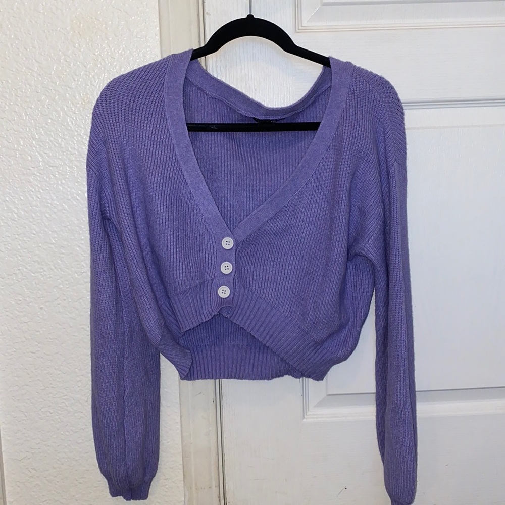 Long cropped purple sweater